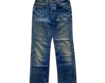 Vintage Y2K Edwin Light Blue Jeans W28 Edwin Zipper Fly Denim Edwin Distressed Jeans Dirty Tall Faded Wash Edwin Japan Jeans Straight Cut