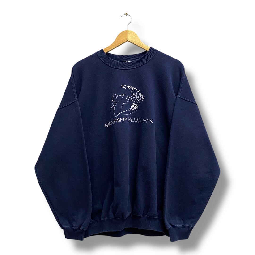 Vintage Y2K Blue Jays Navy Sweatshirt Xlarge Menasha College