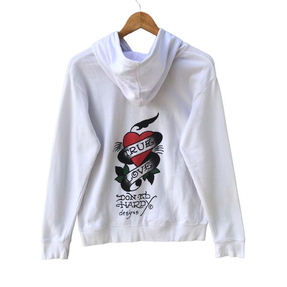 Vintage Ed Hardy By Christian Audigier White Hood… - image 1