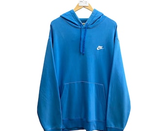Vintage Y2K Nike Swoosh blau beunruhigt Hoodie XLARGE Nike Swoosh Rundhalsausschnitt Nike Swoosh Pullover Pullover Gesticktes Logo Nike Swoosh Pullover
