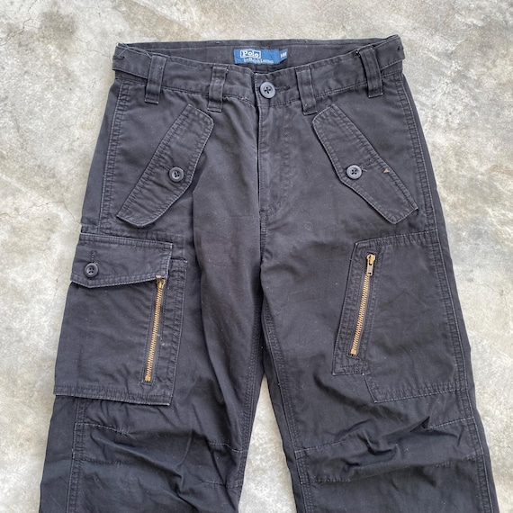 Vintage 90's Polo Ralph Lauren Black Cargo Pant Kids Size 140 W24