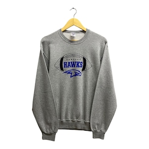 Vintage Y2K Hanover Hawks Grey Sweatshirt Size Small Hawks College Crewneck Hawks Football Sweater Hawks American Football Print Logo Jumper