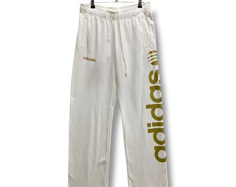 Vintage Adidas Neo White Jogger Pants Medium Adidas Track Pants Unisex White Joggers Retro Sportwear Streetwear Y2K  Adidas Pants Size M