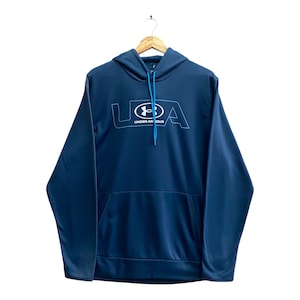Vintage Y2K Under Armour Blue Hoodie Sweatshirt XLARGE Under Armour Crewneck Under Armour Sweater Spell Out Print Logo Under Armour Jumper