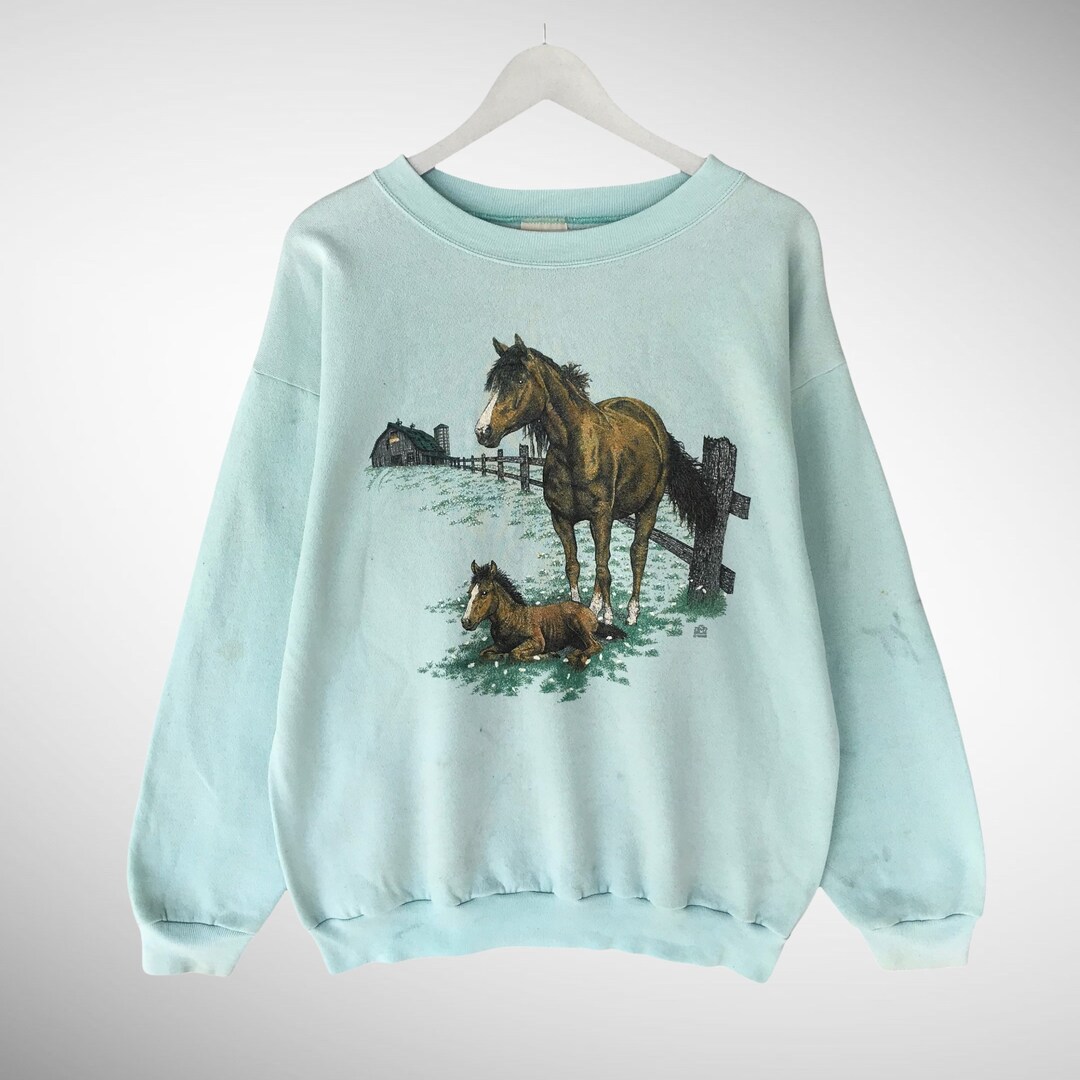 Vintage Western Horse Art Print Casual Cotton Sweatshirt main image 0
