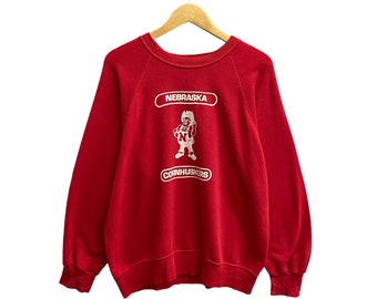 Vintage Nebraska Cornhuskers Red Sweatshirt Size Large Nebraska Crewneck University Nebraska Sweater Nebraska Cornhuskers Print Logo Jumper