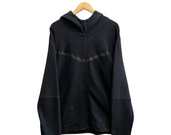 Felpa con cappuccio oversize nera vintage Y2K Nike Distressed XXLARGE con cappuccio girocollo Nike Swoosh, maglione Nike Swoosh, pullover con stampa logo Nike Swoosh