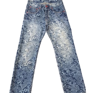 Vintage Japanese Brand Fullprint Blue Jeans Size 29 Japanese Zipper Fly Distressed Light Wash Straightcut Denim Unbrand Light Blue Jeans