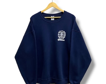 Vintage Y2K Edmonton Fire Rescue Services Navy Sweatshirt XLARGE Fire Rescue Crewneck Fire Rescue Sweater Pullover Print Logo Russell Jumper