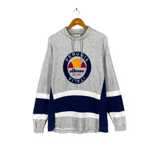 Vintage Ellesse Perugia Italia Grey Sweatshirt Size Large Ellesse Crewneck Ellesse Sweater Pullover Spell Out Embroidered Ellesse Perugia