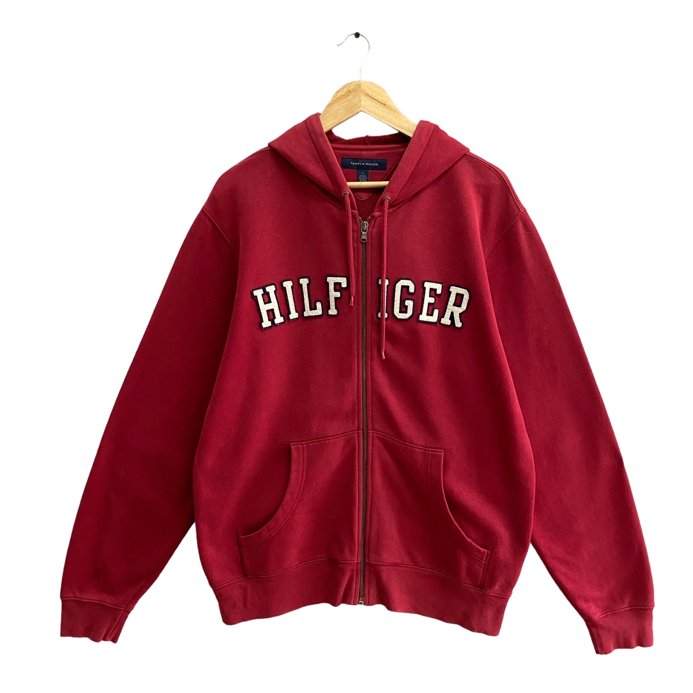 Vintage Tommy Hilfiger Red Hoodie Sweatshirt Medium Tommy Vintage Tommy Hilfiger Red Hoodie Sweatshirt Medium Tommy
