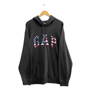 Vintage Y2K Gap Athletic Black Hoodie Sweatshirt Unisex XXLARGE Gap Crewneck Gap American Flag Sweater Pullover Embroidered Logo Gap Jumper