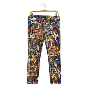 Vintage 00s Diesel Black Gold Fullprint Pant Size 29 Diesel Black Gold Skinny Women Casual Pant Diesel Zipper Front Streetwear Pant