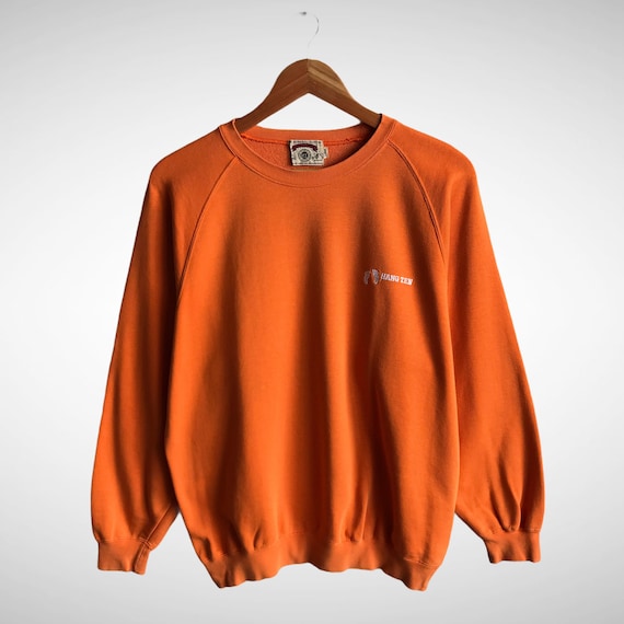 Vintage 90s Hang Ten Surfing Orange Sweatshirt La… - image 1