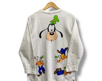Vintage Tokyo Disneyland wit sweatshirt MEDIUM Goofy ronde hals Disney Mickey Minnie Goofy Pluto trui trui trui Goofy print logo trui
