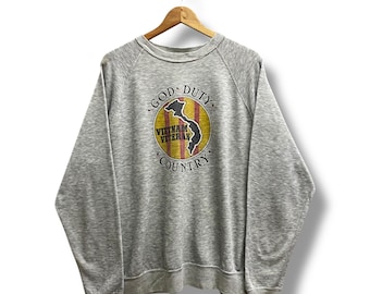 Sudadera vintage de veterano de Vietnam, con cuello redondo, estampado militar, estilo patriótico, talla XL
