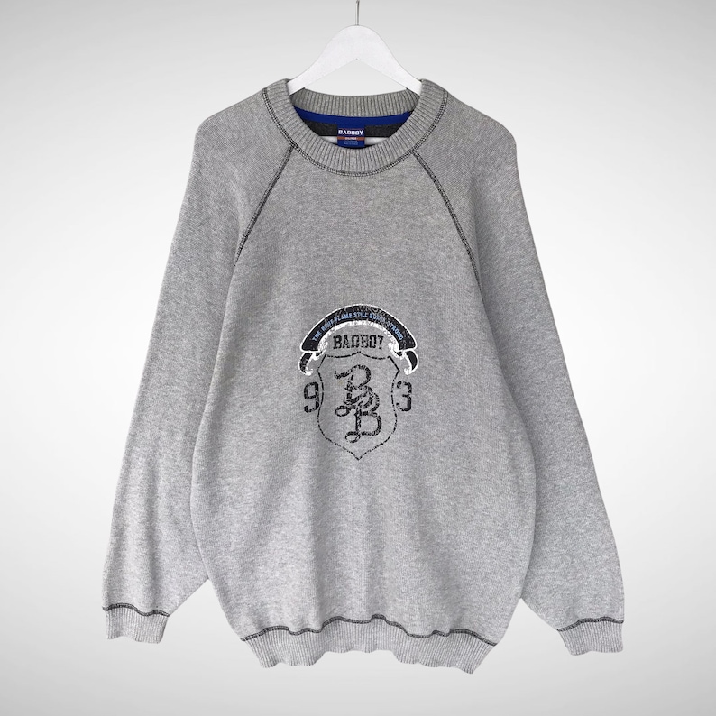 Vintage 90s Bad Boy Grey Sweatshirt 2xlarge Bad Boy Crewneck Bad Boy
