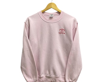 Vintage Y2K Toyota Pink Unisex Sweatshirt SMALL Toyota Crewneck Toyota Sweater Pullover Spell Out Embroidered Logo Toyota Jumper