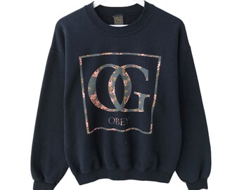 Vintage Obey Worldwide Black Sweatshirt Women Size Medium Obey OG Crewneck Obey Sweater Pullover Spell Out Print Logo Obey Worldwide Jumper Etsy