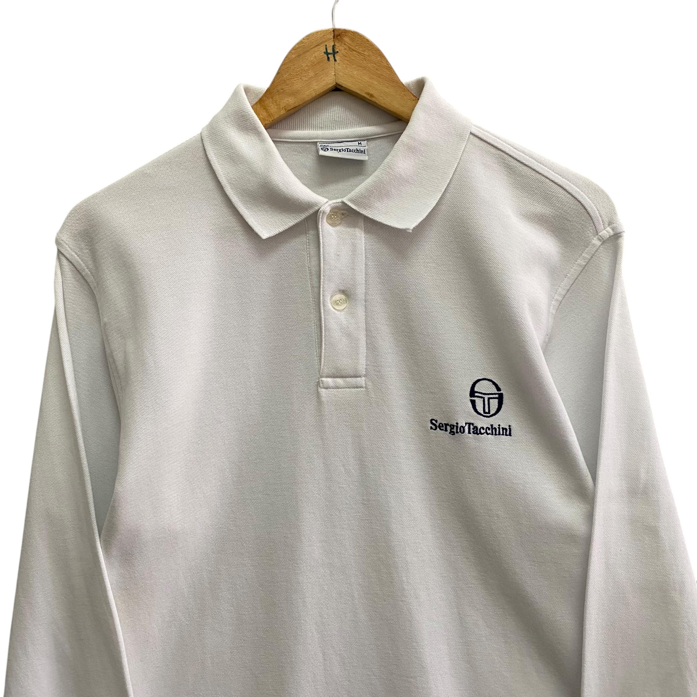 Vintage 90s Sergio Tacchini White Polo Rugby Shirt MEDIUM Sergio