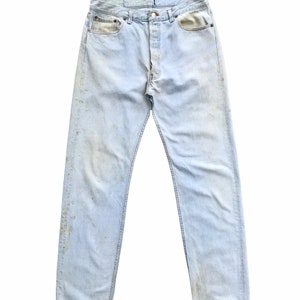 Vintage 90&#39;s Levis 501 Light Blue Denim W34 Levis 501 Button Fly Jeans Levis 501 Distressed Dirty Tall Straightcut Light Blue Denim Levis