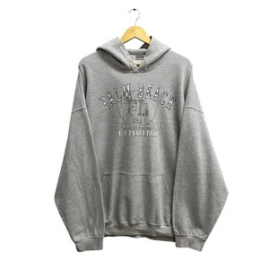 Vintage Palm Beach Floride gris sweat à capuche unisexe 2XL Palm Beach ras du cou Palm Beach pull pull Spell Out impression logo Palm Beach pull