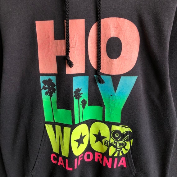 Vintage Hollywood California Hoodie Sweatshirt Si… - image 3