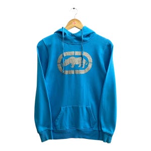 Vintage Ecko Function Unltd Blue Women Hoodie Sweatshirt MEDIUM Ecko Unltd Crewneck Ecko Unltd Sweater Pullover Patchwork Logo Ecko Jumper