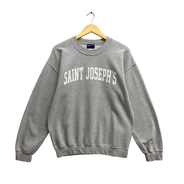 Vintage Saint Joseph's College Grey Sweatshirt Size Medium Saint Joseph's Crewneck Saint Joseph's Sweater Saint Joseph's Hawks Print Logo