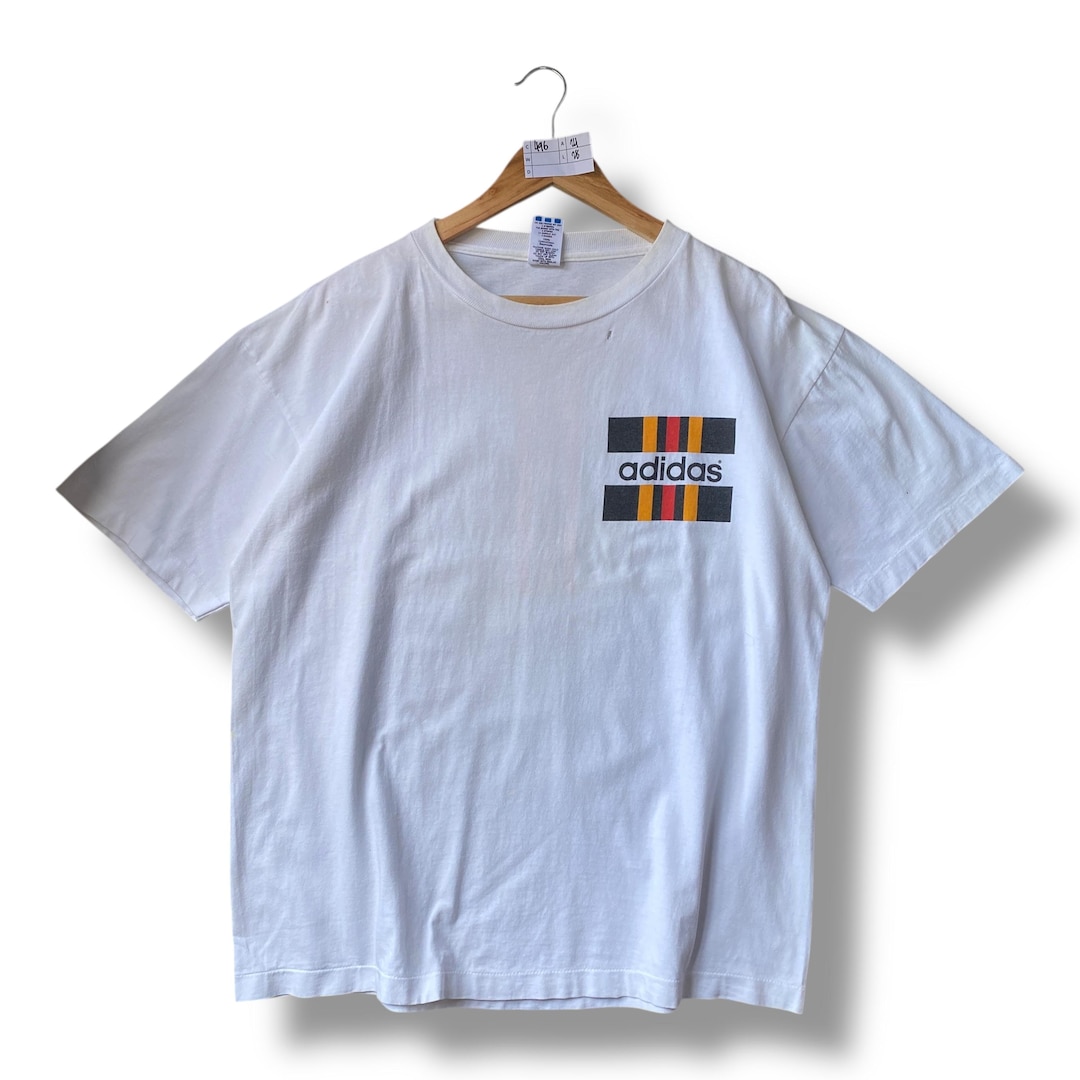 90年代ヴィンテージ アディダス スリーストライプス ホワイト Tシャツ 