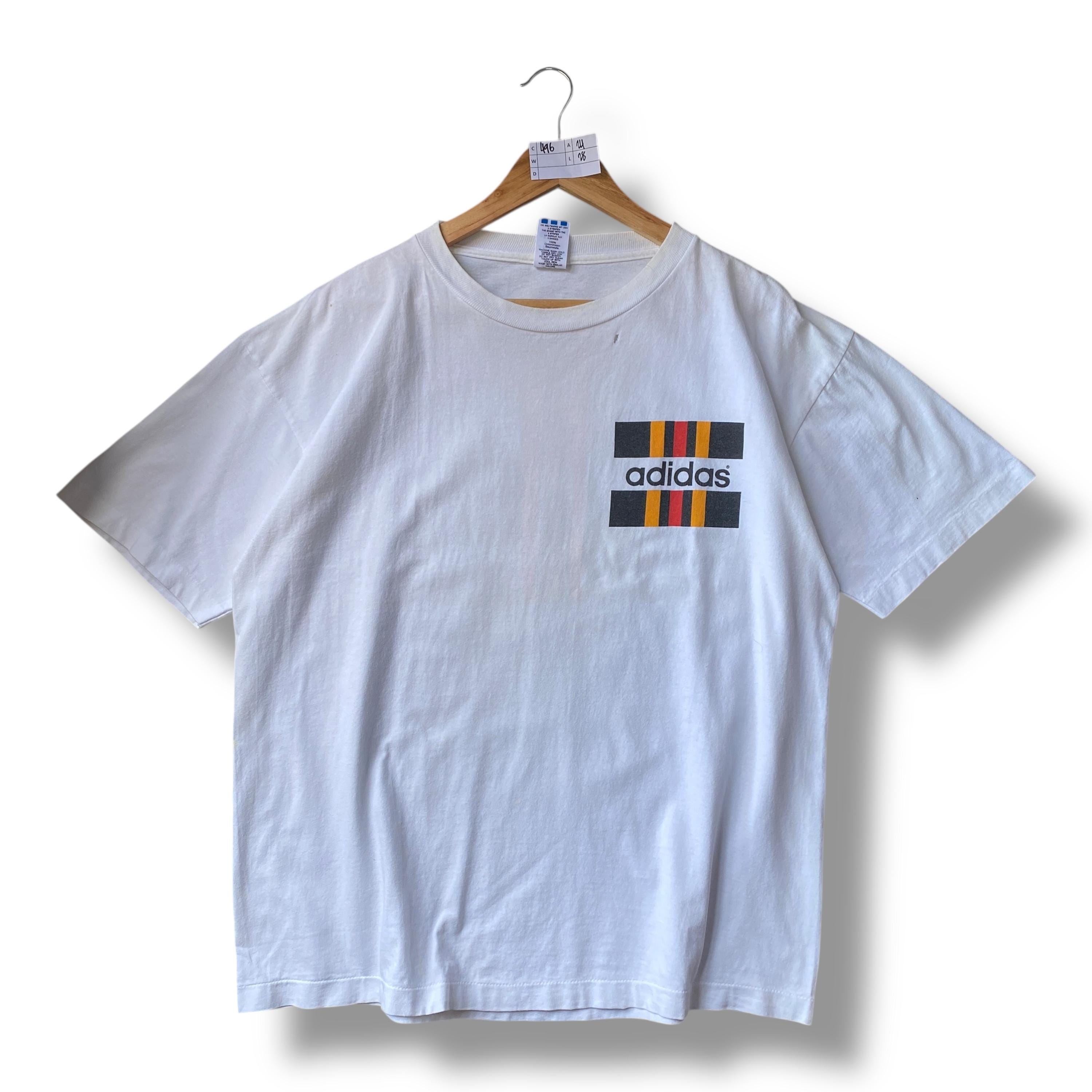 90年代ヴィンテージ アディダス スリーストライプス ホワイト Tシャツ 