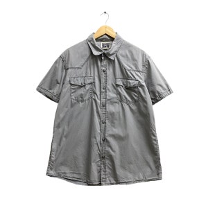 Vintage Converse Western Shirt Grey Size Large Converse Oxford Converse Plaid Shortsleeve Snap Button Converse Workwear Shirt Unisex