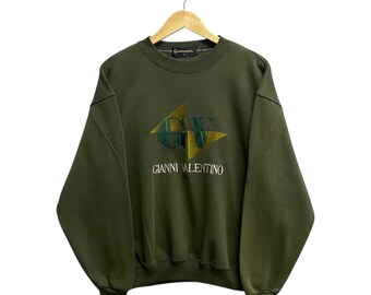 Vintage 90s Gianni Valentino Half Zip Sweatshirt Embroidery