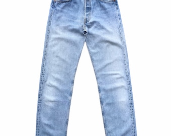 Vintage 90s Levis 501 Light Blue Jeans Size 30 Levis 501 Button Fly Denim Levis 501 Distressed Jeans Straight Cut Faded Wash Denim Levis 501