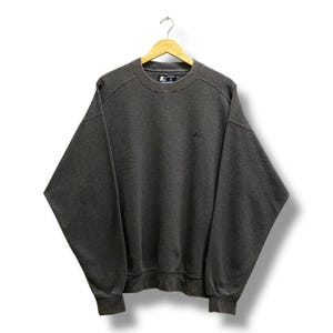 Vintage Y2K Starter Heavy Weight Grey Distressed Sweatshirt LARGE Starter Crewneck Starter Sweater Pullover Embroidered Logo Starter Jumper