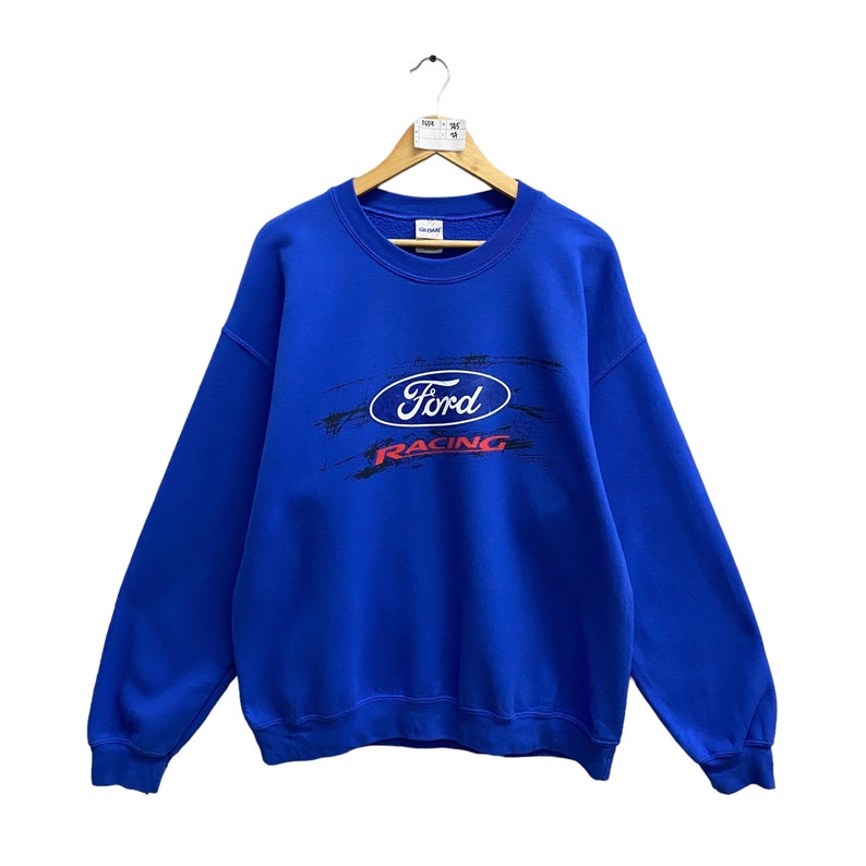 Ford Racing Crewneck Sweatshirt For Men - Black, Long Sleeve - Mustang Mopar Gear Gift