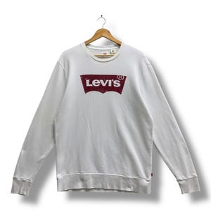 Vintage Y2K Levis Clothing White Sweatshirt MEDIUM Levis Jeans Wear Crewneck Levis Clothing Sweater Pullover Levis Print Logo Levis Jumper