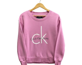 Vintage Calvin Klein Sweatshirt Small 90s Calvin Klein Crewneck Streetwear Spell Out Printed Logo Jumper Size S