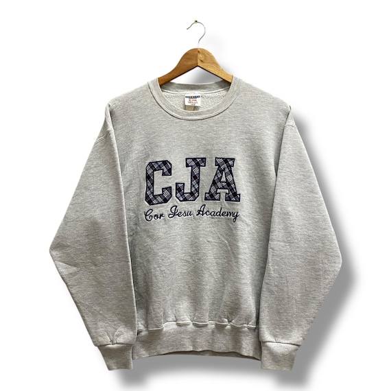 Vintage Cor Jesu Academy Gray Sweatshirt Medium Embroidered Logo
