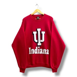 Vintage Indiana University Red Sweatshirt Baggy LARGE Indiana Hoosiers Crewneck Indiana Hoosiers Sweater Pullover Print  Logo Indiana Jumper