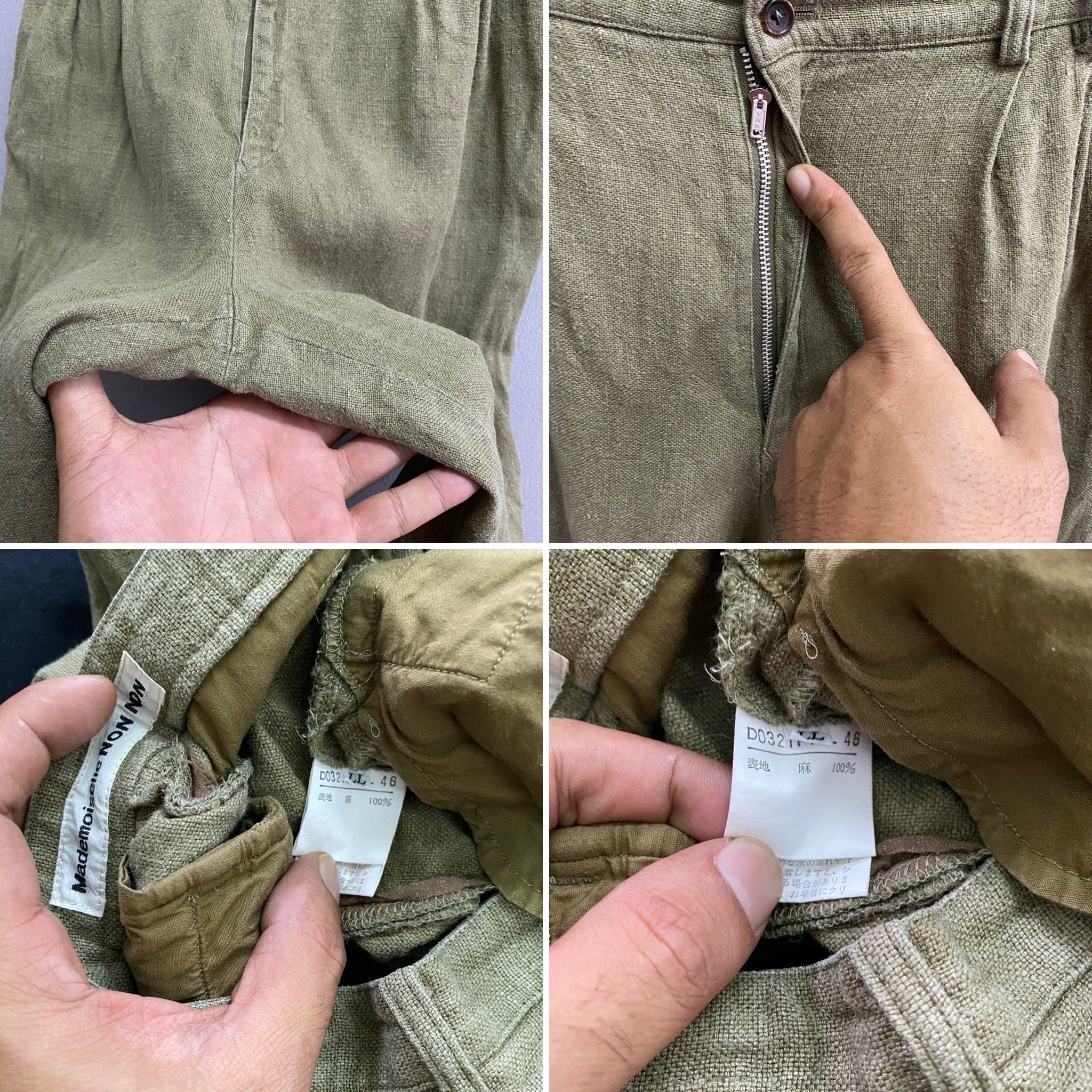 Vintage Mademoiselle Non Non Green Trousers Pants High Waist Size 