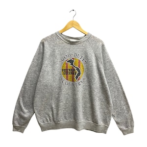 Vintage 90s God Duty Country Vietnam Vateren Grey Sweatshirt Size Xlarge Vietnam Veteren Crewneck God Duty Country Sweater Print Logo Jumper