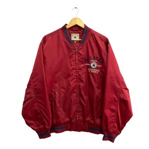 Vintage Converse All Star Chuck Taylor Red Varsity Jacket XLarge Converse Bomber Jacket Conver All Star Puffer Jacket Embroidery Logo Zipper