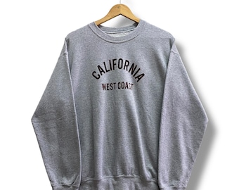 Vintage Y2K California West Coast Grey Sweatshirt SMALL California Crewneck West Coast Sweater Pullover Jumper California Print Logo Jumper