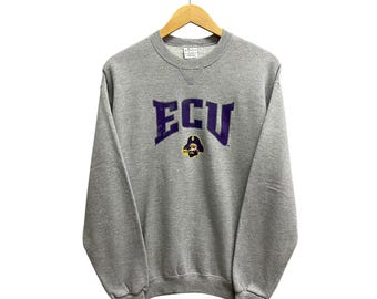 Vintage East Carolina University Pirates Grey Sweatshirt Youth XL East Carolina Crewneck East Carolina Sweater Pullover Print Logo Jumper