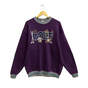 Vintage jaren 90 golf paars sweatshirt maat grote golf ronde hals golf sport trui trui golfclub graphics golf spreuk onze print logo trui