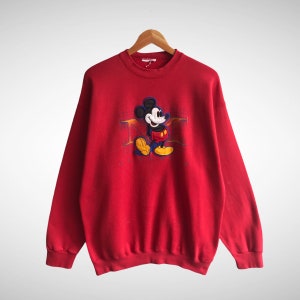 Vintage Disney Mickey Mouse sudadera roja tamaño Xlarge Mickey Mouse Crewneck Mickey Mouse suéter jersey bordado Mickey Mouse Jumper