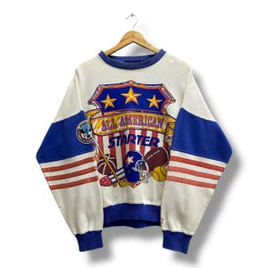 Rare!Vintage 90&#39;s Starter Symbol Of American Sports Multi Colour Sweatshirt MEDIUM Starter Symbol Of American Sports Crewneck Starter Jumper