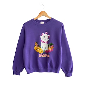 Vintage 00s The Disney Store Marie Purple Sweatshirt Kids Size Large Marie Crewneck Marie Sweater Pullover Print Logo Disney Store Cartoon