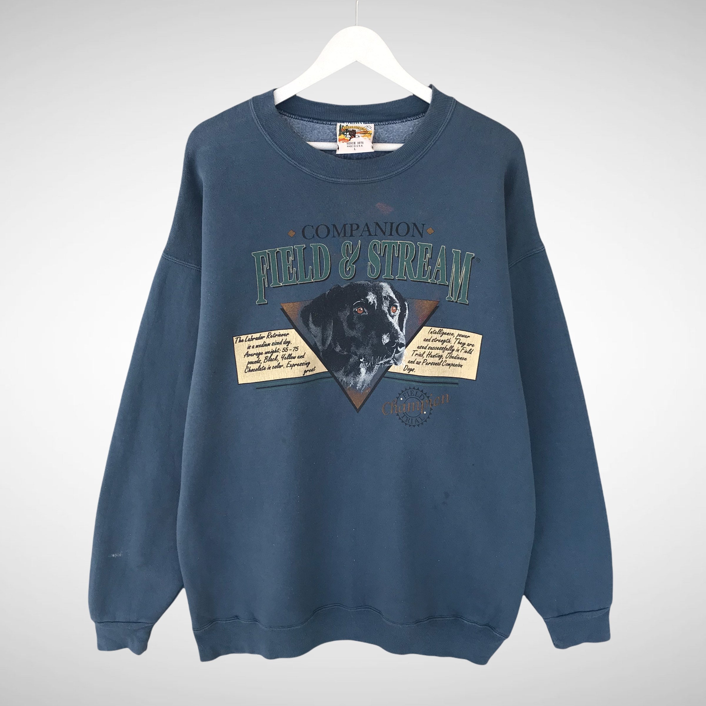 Vintage Field stream Biglogo Print 90s Sweatshirt Crewneck Pullover Jumper Streetwear Blue Field and Stream Sweatshirt Size Large Etsy